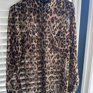 Banana Republic Leopard Print Blouse - Brown and Black